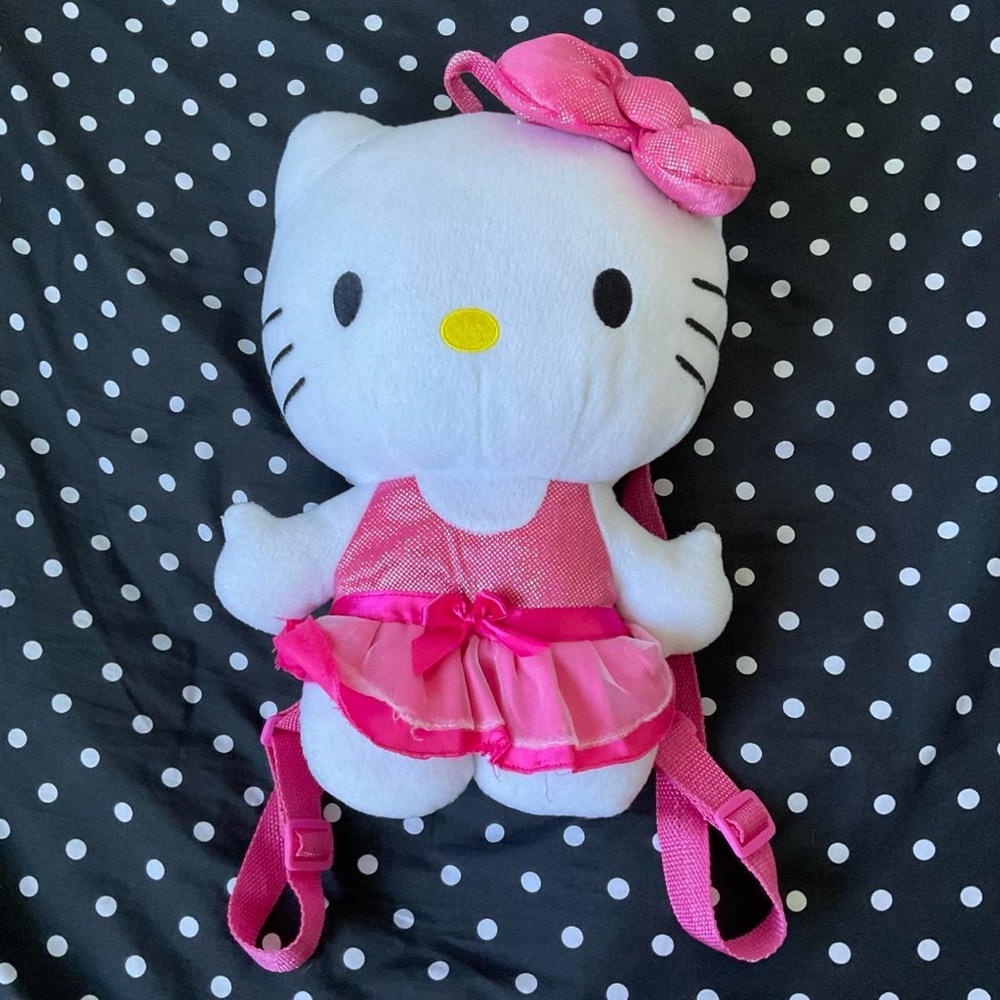 Hello Kitty White & Pink Plush Backpack with Bow